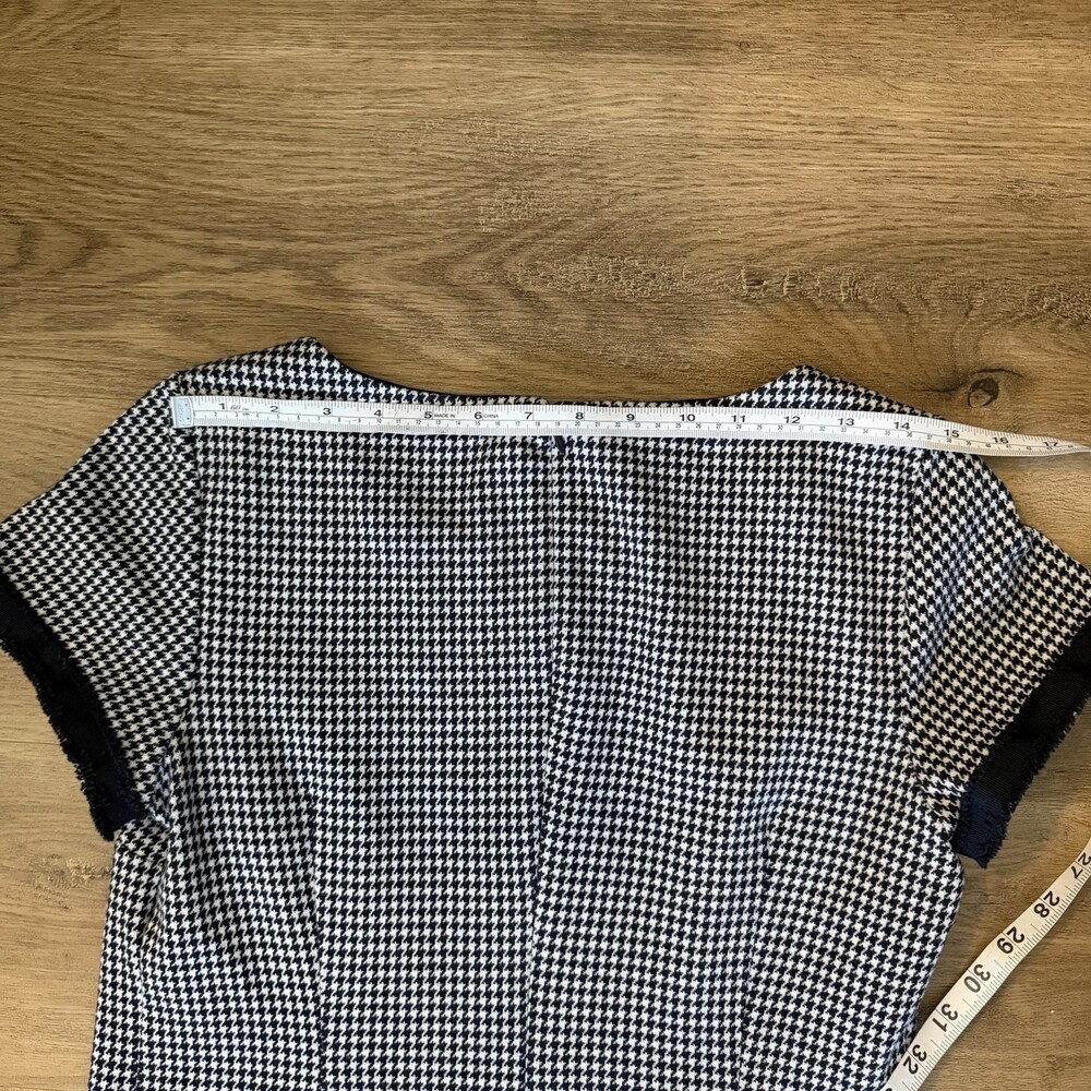 Talbots Houndstooth Sheath Dress Size 6 Navy Trim Pockets - Picture 10 of 13